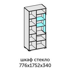 Аллегро-10 Шкаф 2дв. (со стеклом) (дуб крафт золотой-камень темный) в Казани - kazan.mebel24.online | фото 2