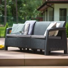 Диван пластиковый Корфу Макс (Corfu love seat max) графит в Казани - kazan.mebel24.online | фото 3