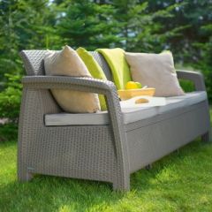 Диван пластиковый Корфу Макс (Corfu love seat max) капучино - песок в Казани - kazan.mebel24.online | фото 3