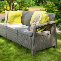 Диван пластиковый Корфу Макс (Corfu love seat max) капучино - песок в Казани - kazan.mebel24.online | фото 4