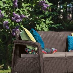 Диван пластиковый Корфу Макс (Corfu love seat max) коричневый в Казани - kazan.mebel24.online | фото 2