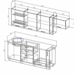 Кухонный гарнитур Антрацит 2550 (Стол. 26мм) в Казани - kazan.mebel24.online | фото 2