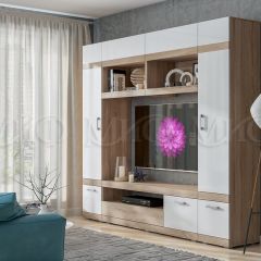 АВАНТА Гостиная (МДФ) Белый глянец холодный/Дуб сонома в Казани - kazan.mebel24.online | фото 2