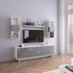Гостиная Оскар мини (Сосна Белая Loft/Каспий темный) в Казани - kazan.mebel24.online | фото