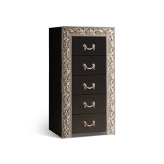Комод 5 ящиков Узкий Тиффани Premium черная/серебро (ТФКМ-2(П) в Казани - kazan.mebel24.online | фото