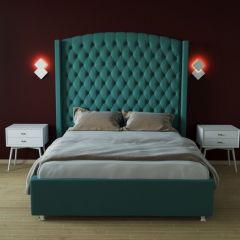 Кровать Берлин ЛЮКС с ПМ 2000 (велюр бирюзовый) в Казани - kazan.mebel24.online | фото 2