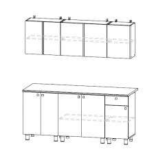 Кухонный гарнитур КГ-1 (Белый/Дуб Золотой/Чёрный) 1800 в Казани - kazan.mebel24.online | фото 2