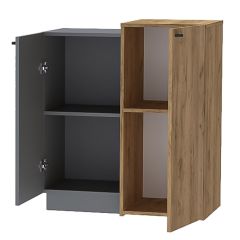 Квадро К-2 Комод 2дв (ЛДСП Графит/дуб крафт золотой) в Казани - kazan.mebel24.online | фото 2