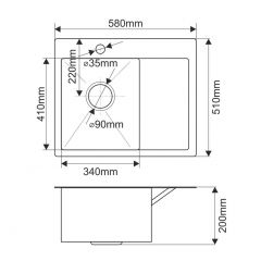 Мойка HD5851L MELANA ProfLine 3,0/200 САТИН врезная прямоугольная с коландером HD5851L в Казани - kazan.mebel24.online | фото 2