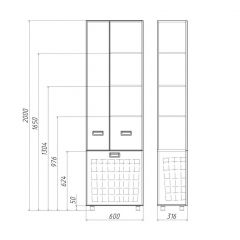 Пенал напольный Cube 60 без ящика с корзиной для белья Домино (DC5014P) в Казани - kazan.mebel24.online | фото 3