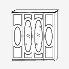 Прованс-2 Шкаф 4-х дверный с 2 зеркалами (Итальянский орех/Груша с платиной черной) в Казани - kazan.mebel24.online | фото