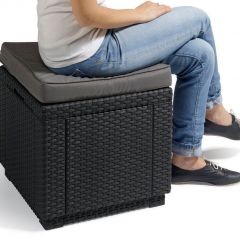 Пуфик Куб с подушкой (Cube with cushion) коричневый - серо-бежевый* в Казани - kazan.mebel24.online | фото 2