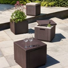 Пуфик Куб с подушкой (Cube with cushion) коричневый - серо-бежевый* в Казани - kazan.mebel24.online | фото 3