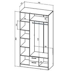 КОСТА-РИКА Шкаф 3-х створчатый (шимо светлый/шимо темный) в Казани - kazan.mebel24.online | фото 2