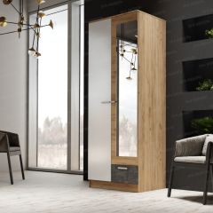 Шкаф Адель 800 с полками (дуб вотан/белый глянец) в Казани - kazan.mebel24.online | фото