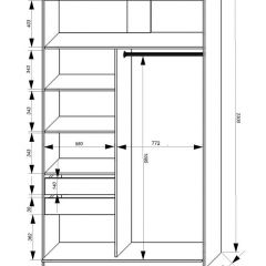 Шкаф-купе 1400 серии SOFT D1+D3+B2+PL1 (2 ящика+1штанга) профиль «Графит» в Казани - kazan.mebel24.online | фото 3