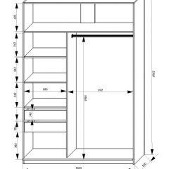 Шкаф-купе 1600 серии SOFT D1+D3+B2+PL1 (2 ящика+1штанга) профиль «Графит» в Казани - kazan.mebel24.online | фото 4