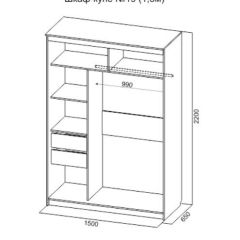 Шкаф-купе №19 Серия 3 Квадро (1500) Ясень Анкор светлый в Казани - kazan.mebel24.online | фото 4