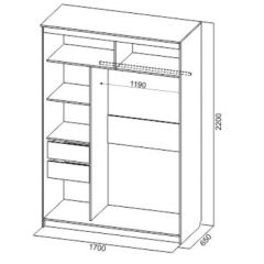 Шкаф-купе №19 Серия 3 Квадро (1700) Ясень Анкор светлый в Казани - kazan.mebel24.online | фото 4