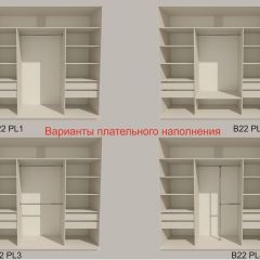 Шкаф-купе 2100 серии SOFT D5+D5+D5+B22+PL4 (по 2 ящика лев/прав+2штанги) профиль «Графит» в Казани - kazan.mebel24.online | фото 4