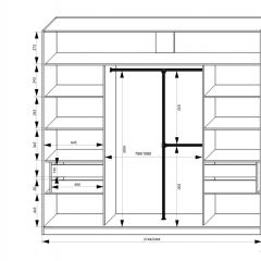 Шкаф-купе 2150 серии NEW CLASSIC K4+K4+K4+B22+PL4(по 2 ящика лев/прав+F обр.штанга) профиль «Капучино» в Казани - kazan.mebel24.online | фото 3