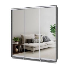МАРТИН Шкаф-купе с зеркалами Камень темный (2000*450) М403 в Казани - kazan.mebel24.online | фото