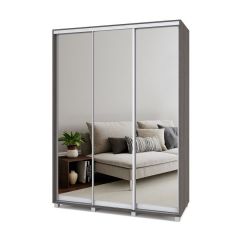 РОЛАНД Шкаф-купе с зеркалами Анкор темный (600*1600) Р663 в Казани - kazan.mebel24.online | фото