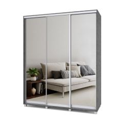 РОЛАНД Шкаф-купе с зеркалами Камень темный (450*1800) Р483 в Казани - kazan.mebel24.online | фото