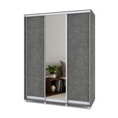 РОЛАНД Шкаф-купе с зеркалом Камень темный (450*1700) Р472 в Казани - kazan.mebel24.online | фото