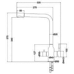 Смеситель д/кухни MELANA-F610304 Stello нерж.сталь, с переключателем на фильтр, однорычажный, сатин в Казани - kazan.mebel24.online | фото 4