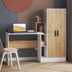 Стол компьютерный СКМ-1 ЛДСП Белый/Дуб крафт золотой в Казани - kazan.mebel24.online | фото