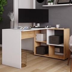 Стол компьютерный угловой СКМУ-4 Белый/Дуб крафт золотой в Казани - kazan.mebel24.online | фото