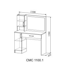 СОФИ Стол макияжный СМС 1100.1 с зеркалом (дуб сонома/белый) в Казани - kazan.mebel24.online | фото 2