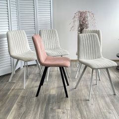 Стул ELVIS WZ2042-01 молочный фактурный велюр / белый каркас М-City в Казани - kazan.mebel24.online | фото 2