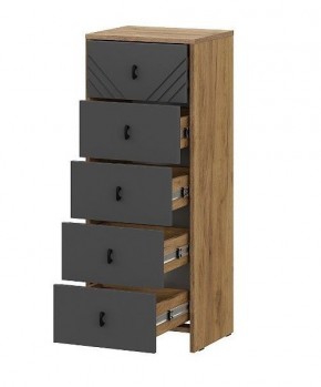 БАЙКАЛ Комод (5 ящиков) Графит/Дуб золотой в Казани - kazan.mebel24.online | фото 2