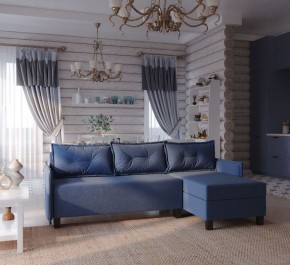 Диван-кровать угловой Киркас синий, ткань рогожка в Казани - kazan.mebel24.online | фото 2
