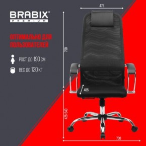 Кресло BRABIX PREMIUM "Ultimate EX-800" хром, плотная двойная сетка Х2, черное, 532911 в Казани - kazan.mebel24.online | фото 6