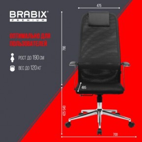 Кресло BRABIX PREMIUM "Ultimate EX-801" хром, плотная двойная сетка Х2, черное, 532917 в Казани - kazan.mebel24.online | фото 7