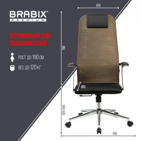 Кресло BRABIX PREMIUM "Ultimate EX-801" хром, плотная двойная сетка Х2, черное/коричневое, 532920 в Казани - kazan.mebel24.online | фото 6