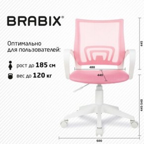 Кресло BRABIX "Fly MG-396W", с подлокотниками, пластик белый, сетка, розовое, 533008 в Казани - kazan.mebel24.online | фото 5