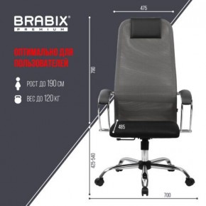 Кресло офисное BRABIX PREMIUM "Ultimate EX-800" хром, плотная двойная сетка Х2, черное/серое, 532912 в Казани - kazan.mebel24.online | фото 3