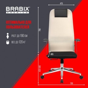 Кресло офисное BRABIX PREMIUM "Ultimate EX-801" хром, плотная двойная сетка Х2, черное/бежевое, 532919 в Казани - kazan.mebel24.online | фото 6