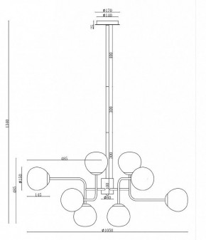 Люстра на штанге Maytoni Erich MOD221-PL-12-G в Казани - kazan.mebel24.online | фото 3