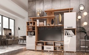 МИНИ-2 Гостиная (МДФ) Белый глянец/Дуб Крафт в Казани - kazan.mebel24.online | фото