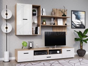Нэнси New Тумба ТВ ЛДСП (2дв.+1ящ.) Белый глянец/Сонома в Казани - kazan.mebel24.online | фото 3