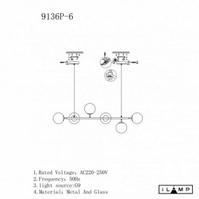 Подвесная люстра iLamp Golden 9136P/6 BK-WH в Казани - kazan.mebel24.online | фото 3