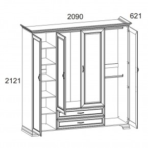 Шкаф 4D2S Z, TIFFANY, цвет вудлайн кремовый в Казани - kazan.mebel24.online | фото 1