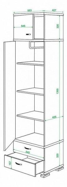 Шкаф платяной Домино КС-10 в Казани - kazan.mebel24.online | фото 3