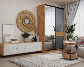 Шкаф-купе SLIM 2-х дверный BS15-6.ZD с зеркалом (дуб вотан/белый/темно-серый/черный муар) в Казани - kazan.mebel24.online | фото 3
