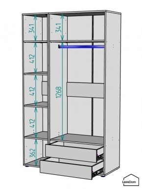 Шкаф Linnea MHR-3PO-2 2050х1200х510 (Белый-М 11.1.1) в Казани - kazan.mebel24.online | фото 3